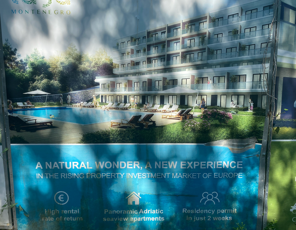 Advert for luxury real estate in Tivat. Credit: Sian Norris